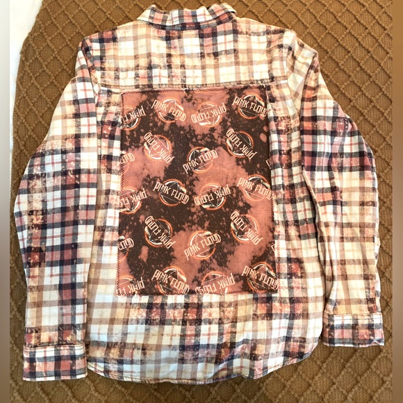 Unique OOAK Pink Floyd Oversized Flannel Women’s Size L - Picture 1 of 4
